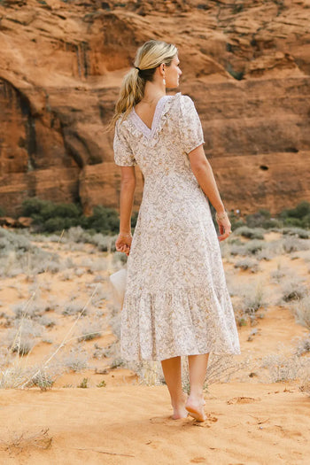 V-Neck back midi dress in floral 