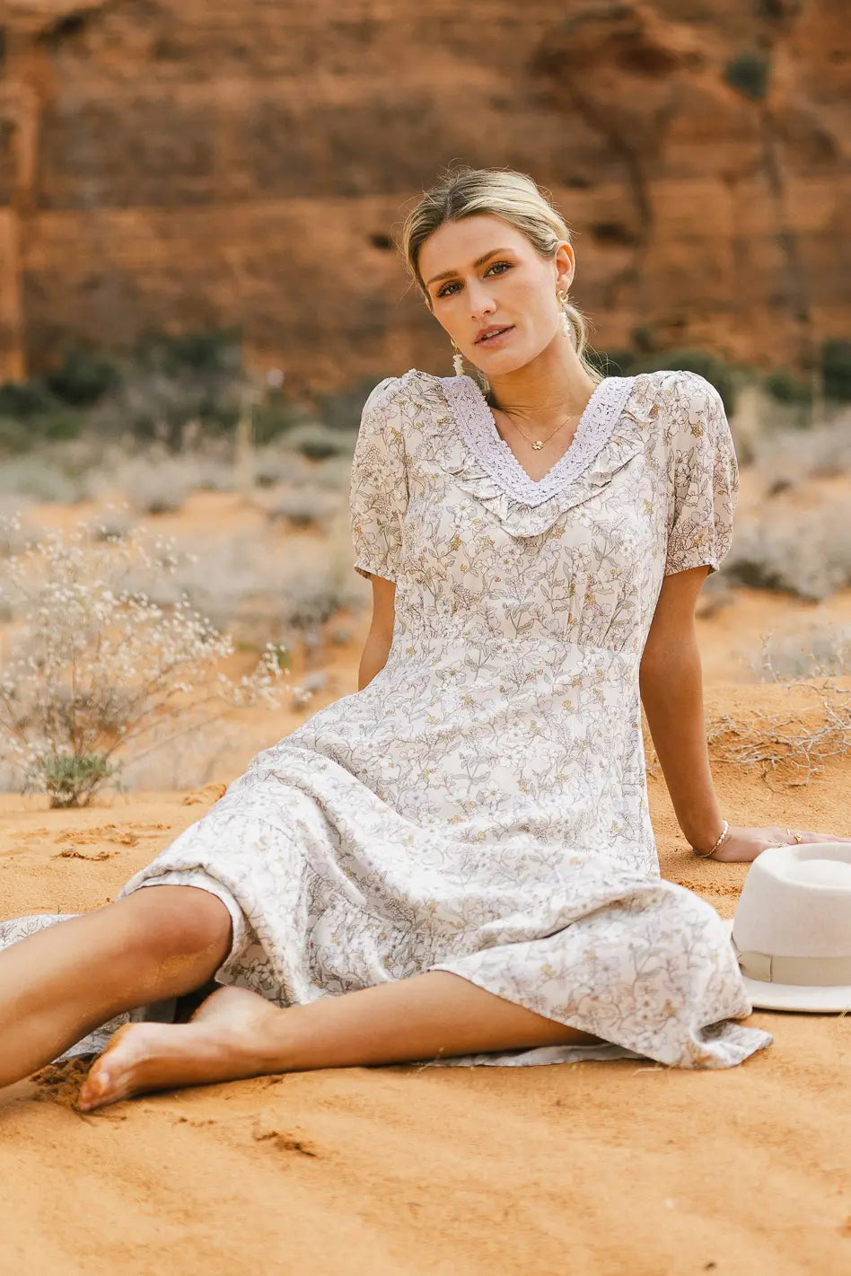 V-neck printed dress 