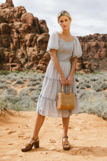 Puff sleeves dress in multi color 