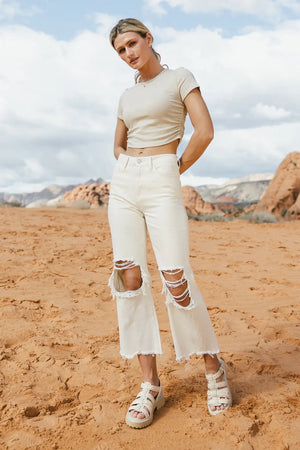 Charlie Distressed Jeans in Ivory