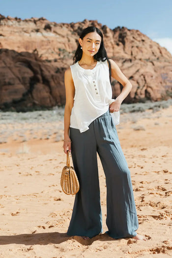 Elastic wide leg pants 
