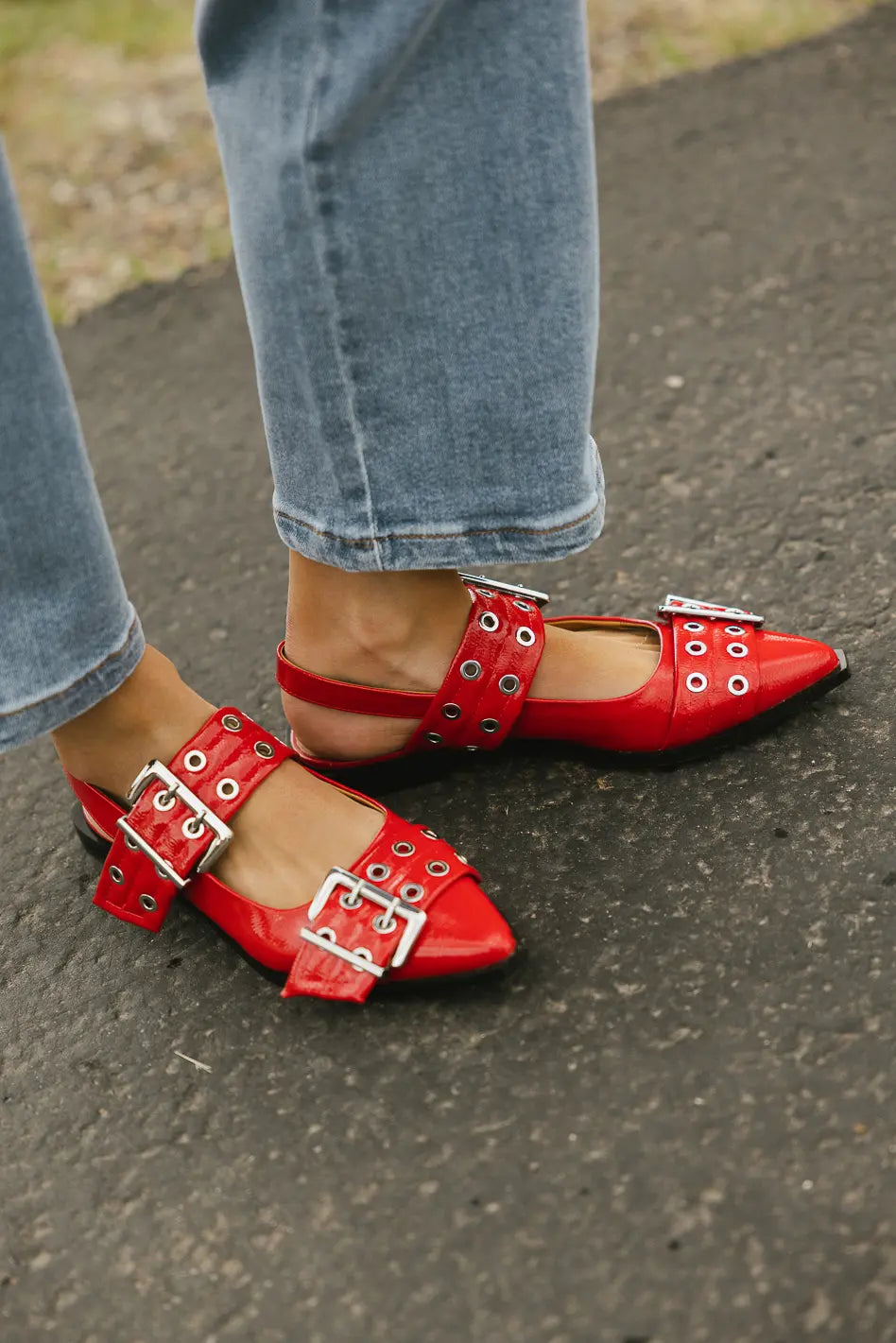 Red Leather Steve Madden Red Shoes Steve Madden Graya Flats In Red