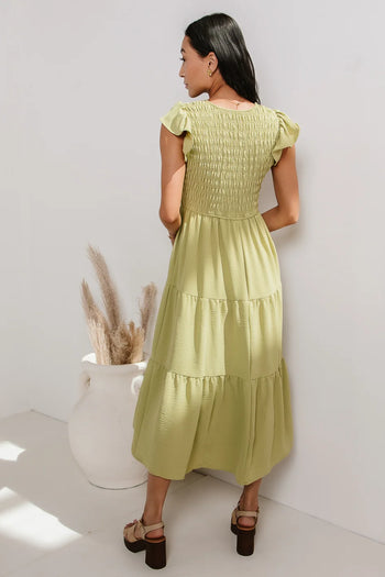 Ruffle Sleeves on Green Dress