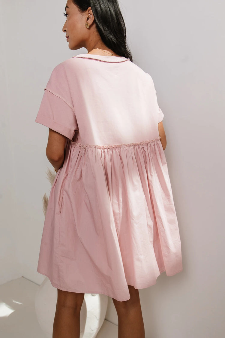 Poplin Midi Dress in Pink