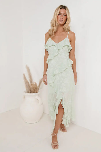 Ruffle dress in sage 
