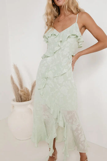 V-Neck dress in sage 