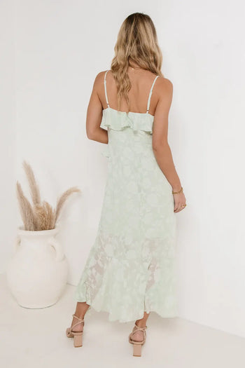 Two shoulder strap dress in sage 
