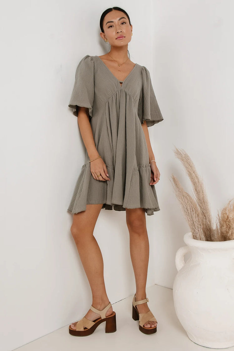 Short Sleeve Sage Mini Dress
