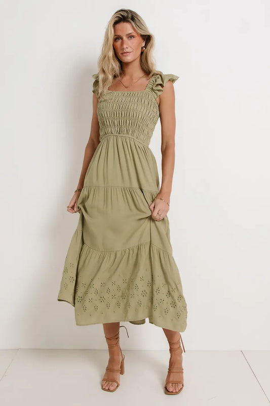 Elastic top dress in olive 