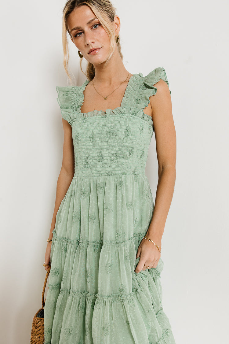 ruffle embroidery detailed dress