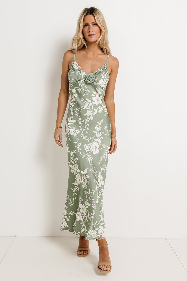 sage and white printed maxi