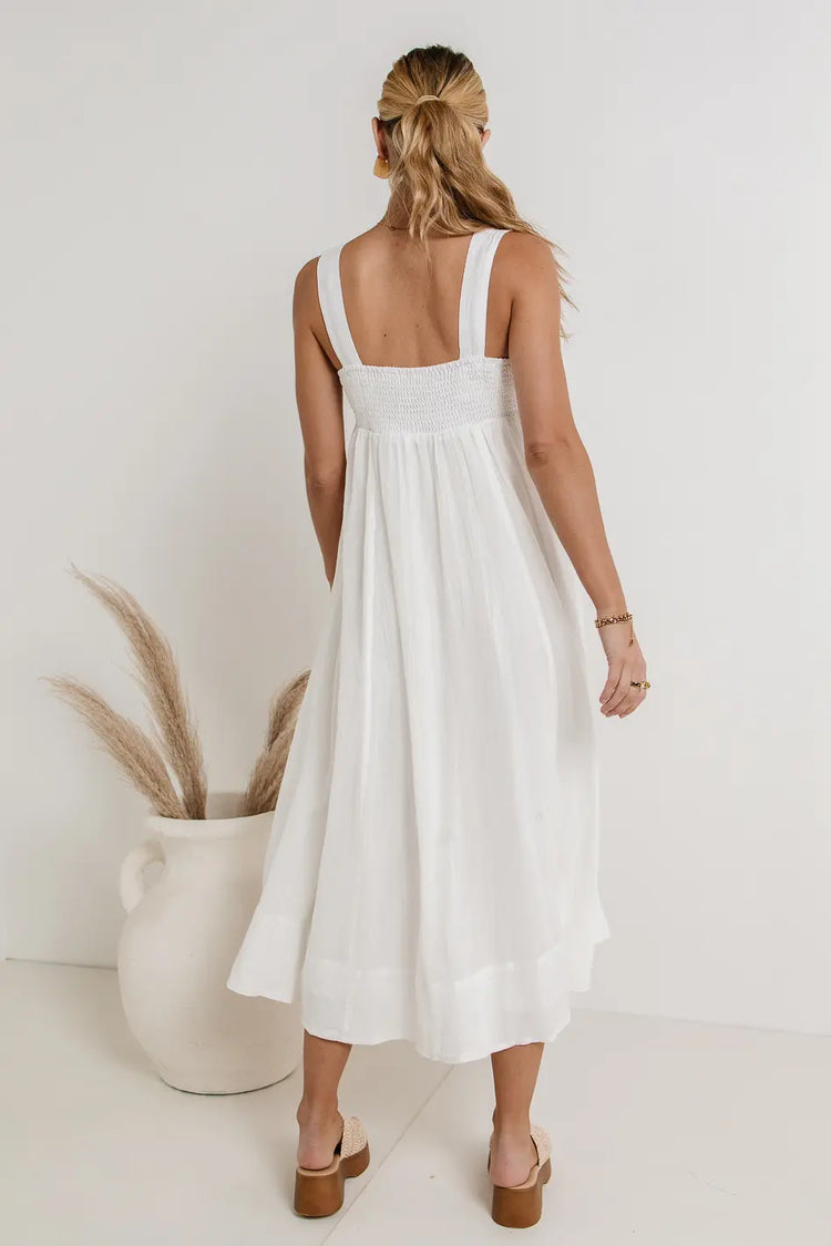 Elastic back dress in white  