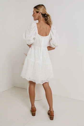 Back zipper up dress in white 