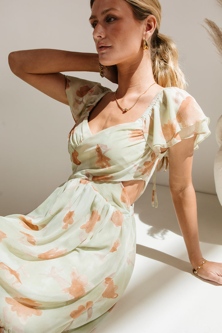 Floral Dress With Side Cut Outs