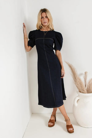 Campbell Denim Dress in Dark Wash