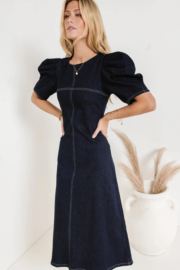Campbell Denim Dress in Dark Wash