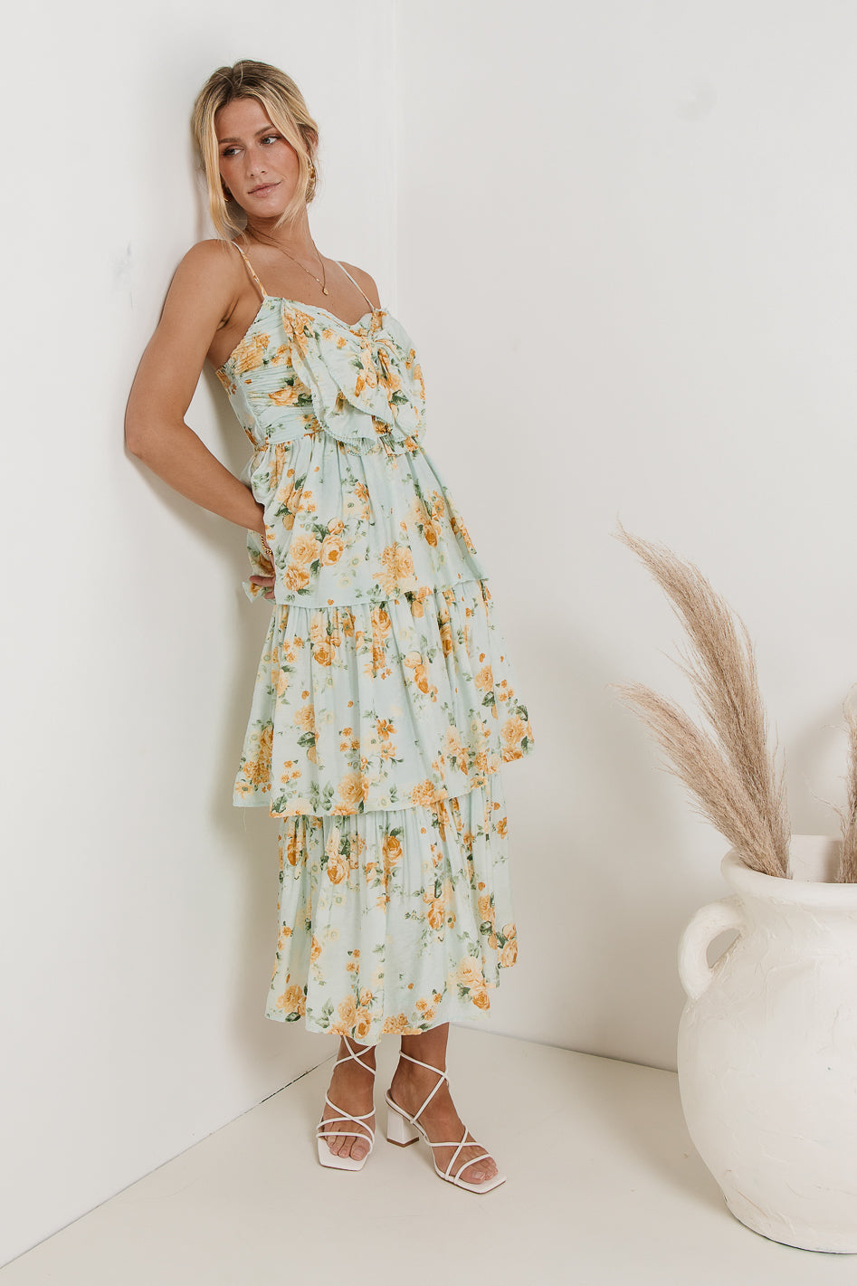 tiered floral dress