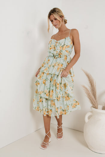 sleeveless tiered midi dress