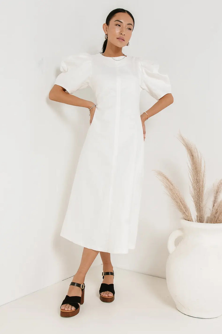 Denim dress in white 