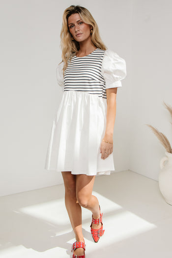 mini dress with striped bodice