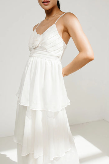 flower detail on V-neckline