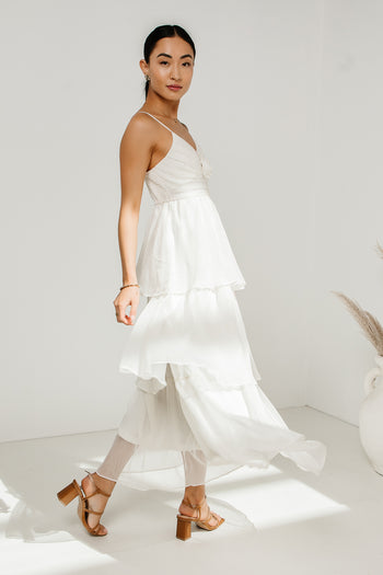 tiered dress in ivory