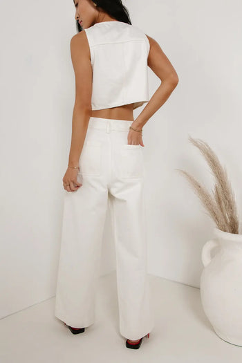 Two back pockets denim in cream 