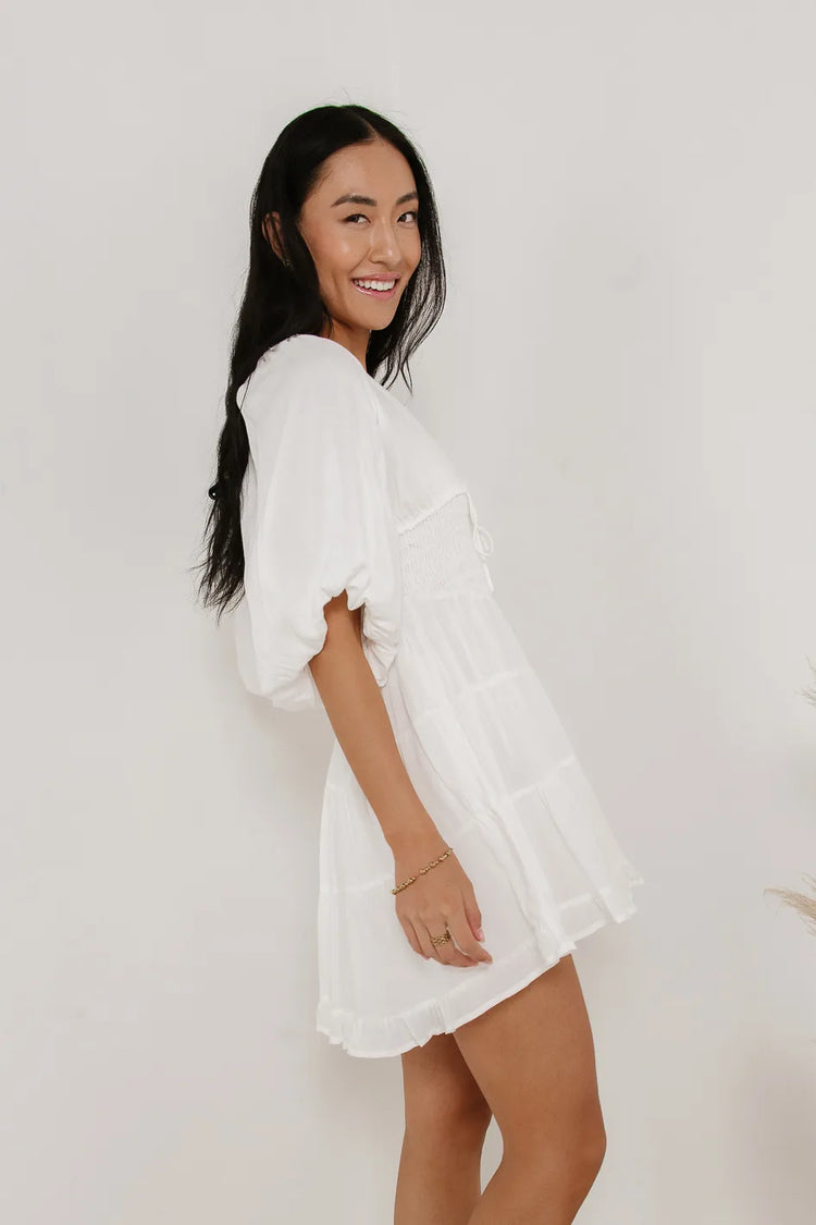 Puff 3/4 sleeves dress in white 