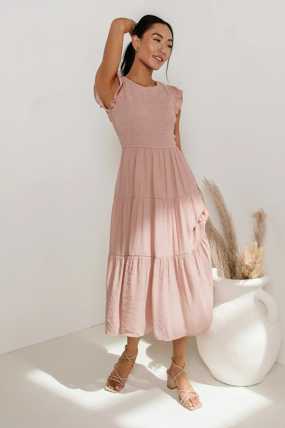 Declan Midi Dress in Blush - FINAL SALE Declan Midi Dress in Blush - FINAL SALE