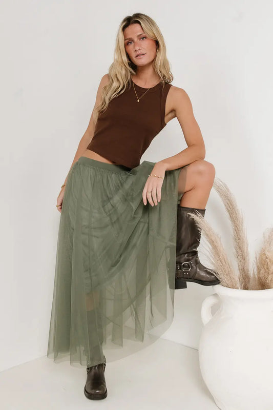 Tulle skirt in sage 