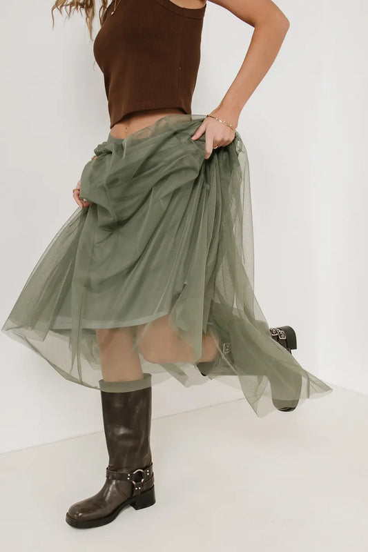 Maxi skirt in sage 