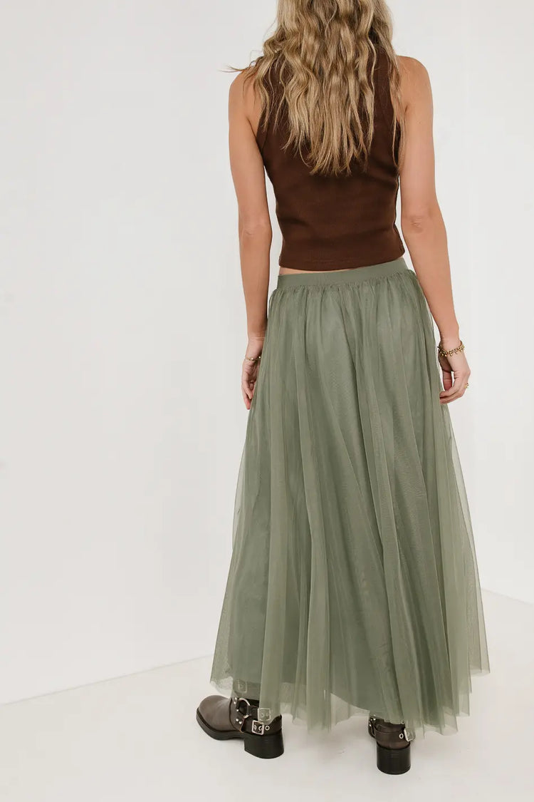 Plain color skirt in sage 