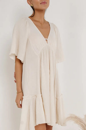 Slow It Down Mini Dress in Cream - FINAL SALE