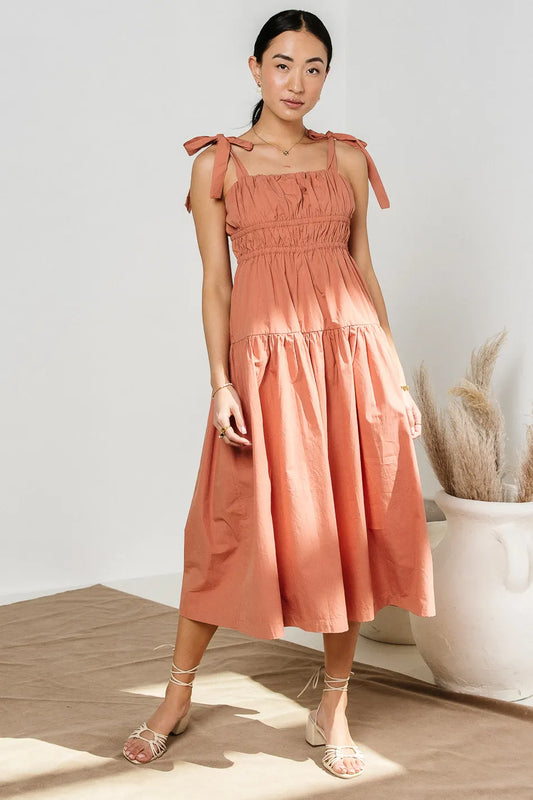 Scottie Midi Dress in Terracotta