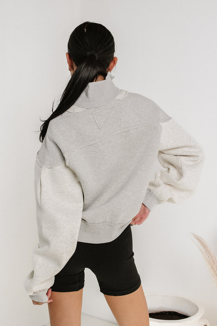 color block grey sweater