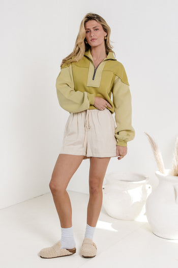 lime green contrast sweatshirt