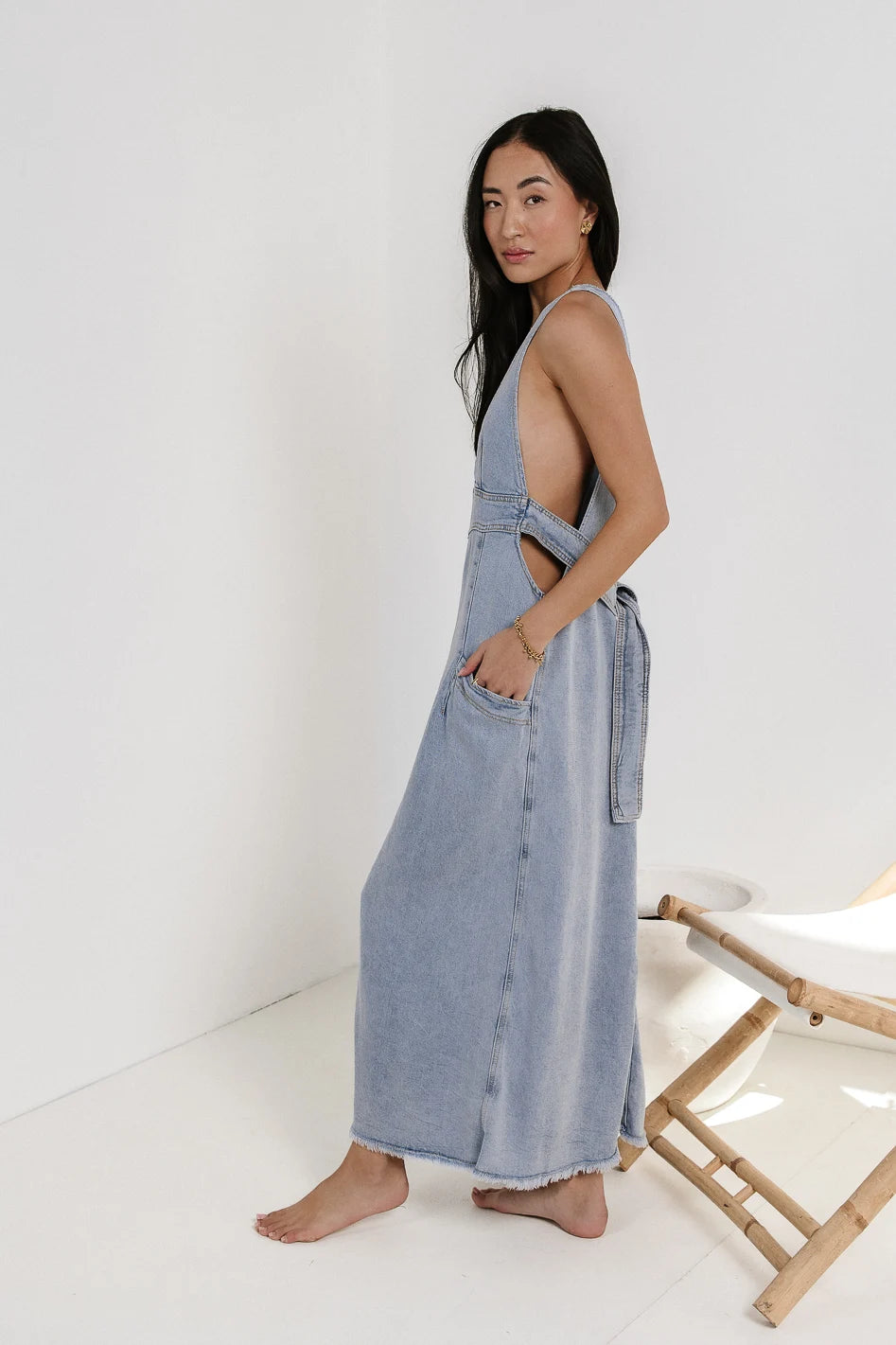 deep sides on denim dress