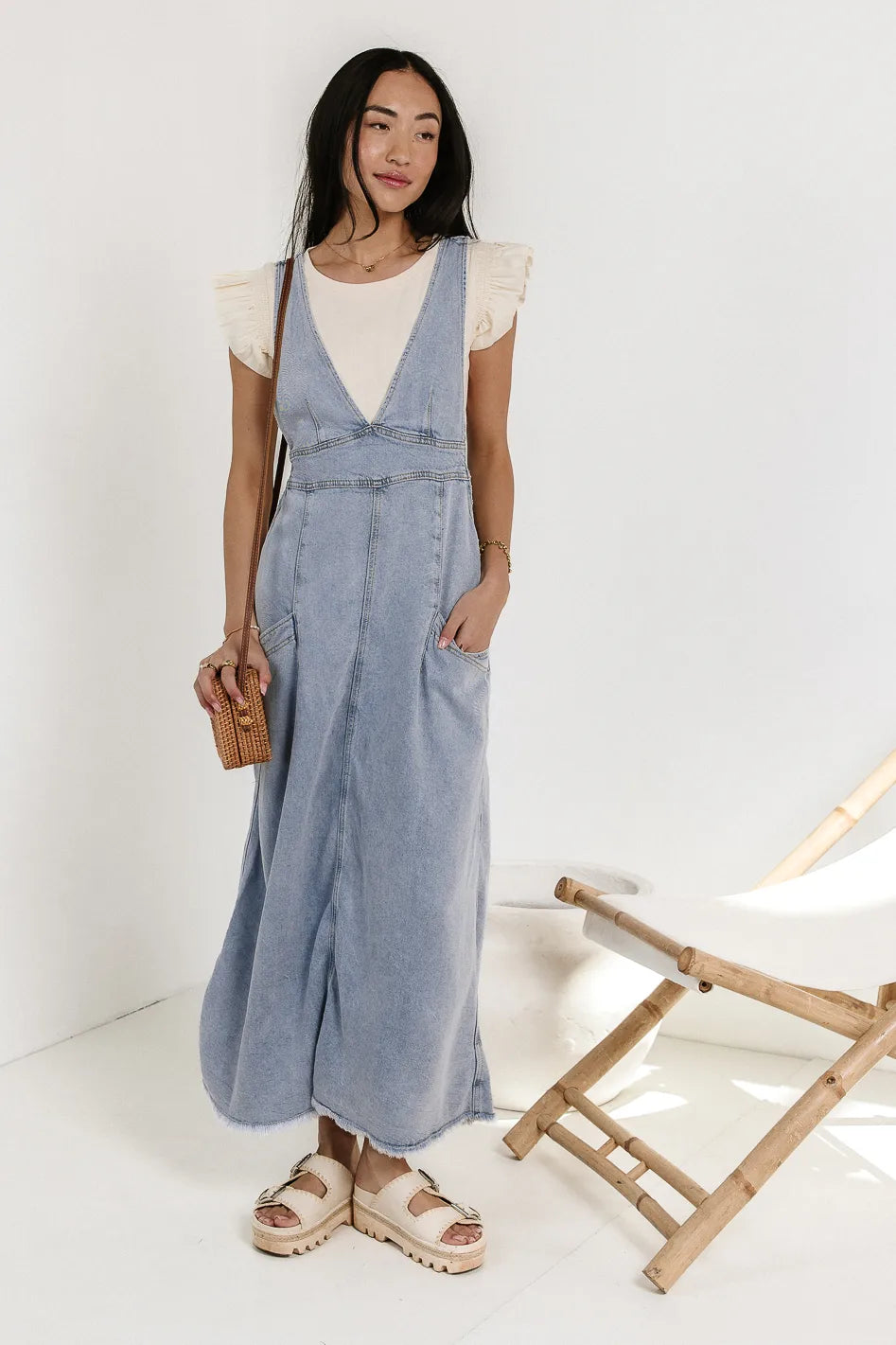 denim overall dress