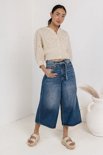 Wide leg denim in medium wash 
