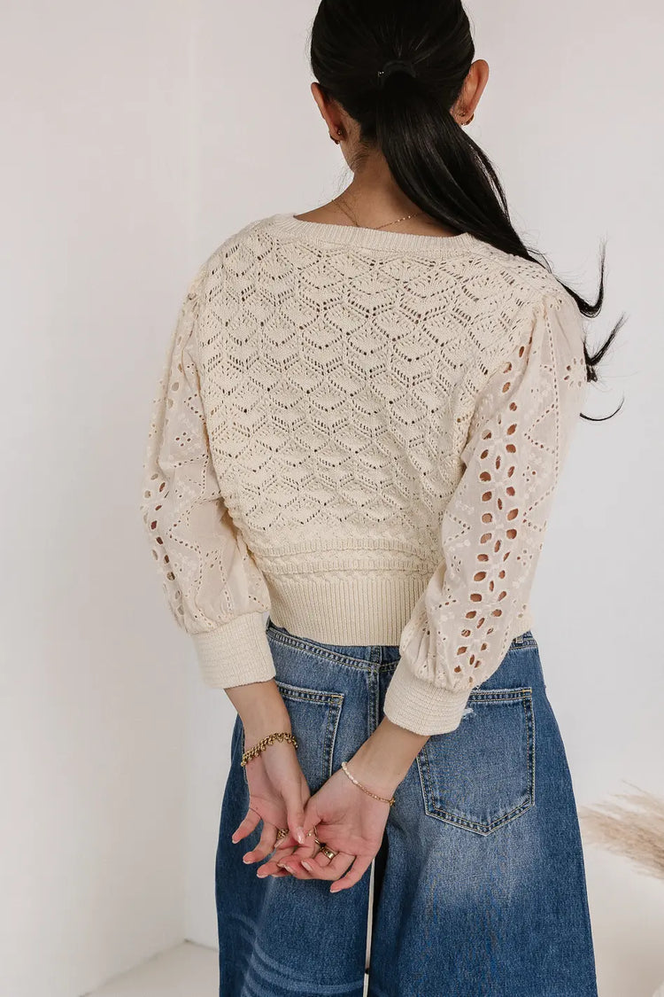 3/4 sleeves top in white 