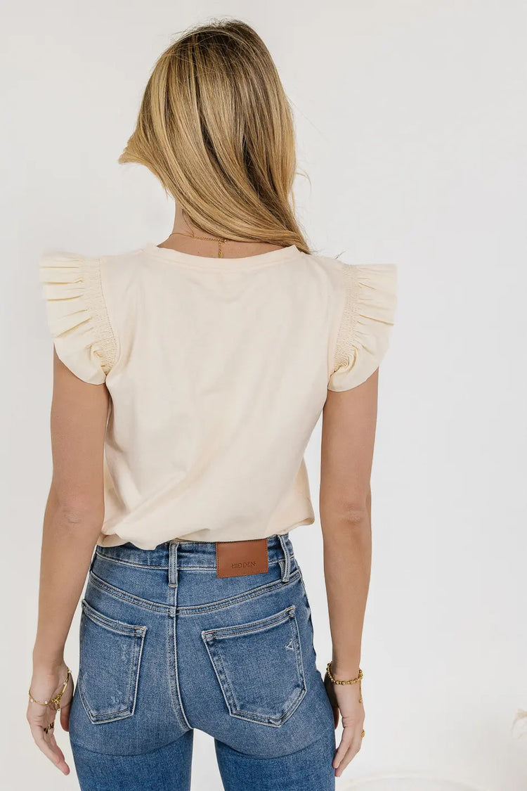 Plain color top in ivory 
