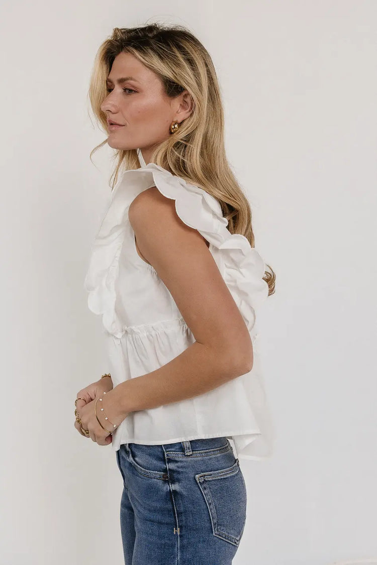 Short sleeves top in white 