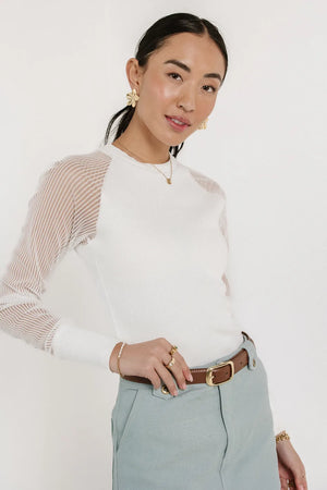 Camden Ribbed Top in White - FINAL SALE