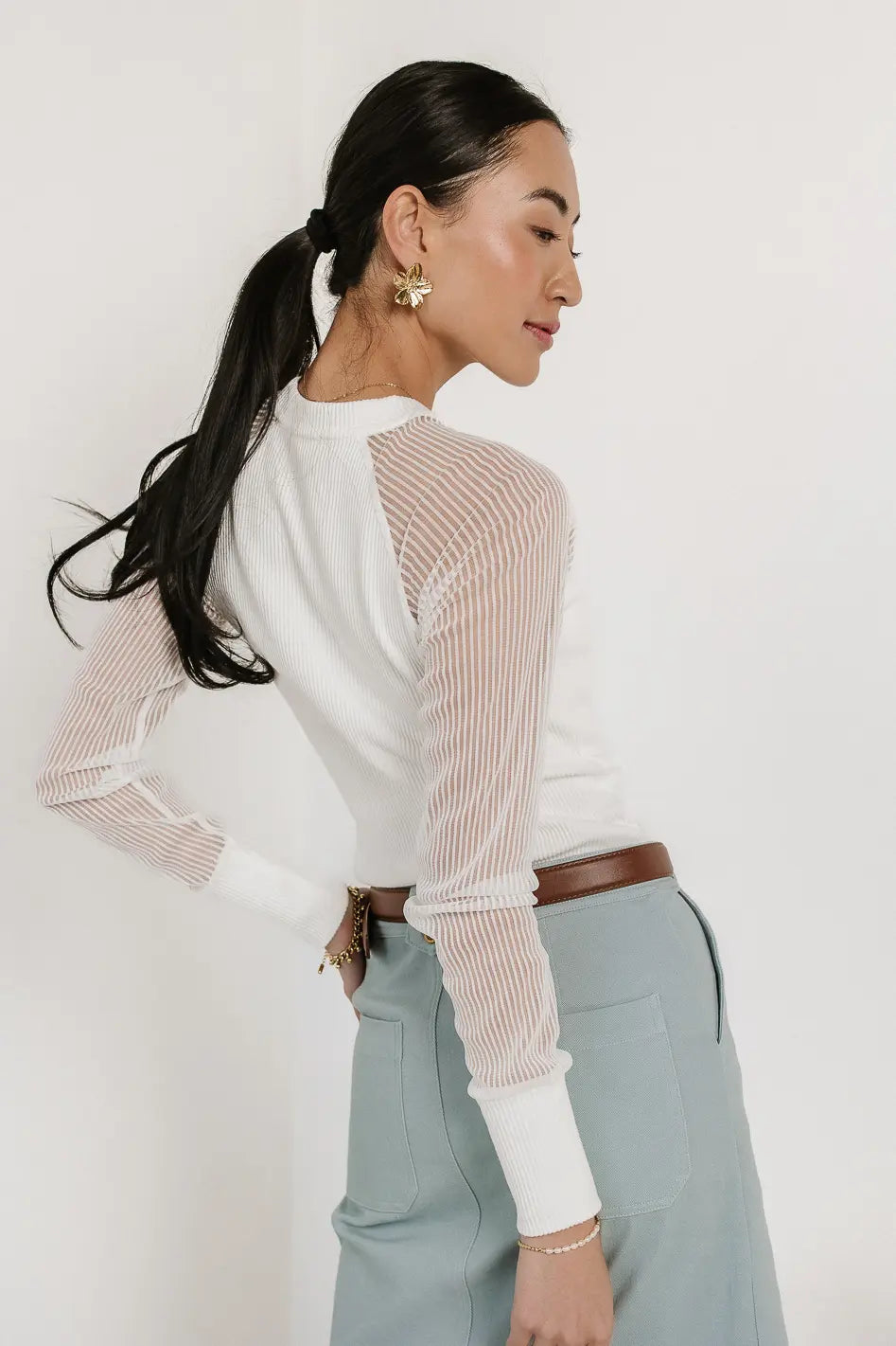 Long sleeves top in white 