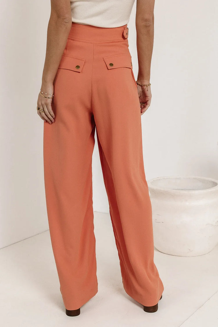 Plain color wide leg pants in tangerine color 
