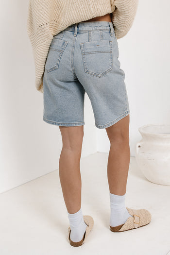 light wash denim shorts