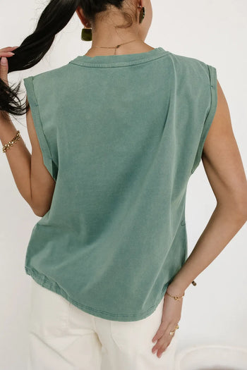 Plain color top in green 