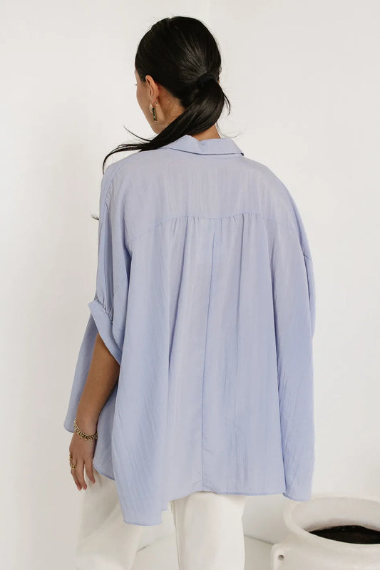 Plain color oversized top in blue  