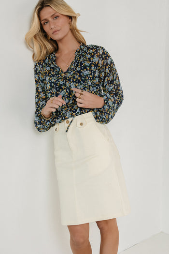 denim skirt in cream