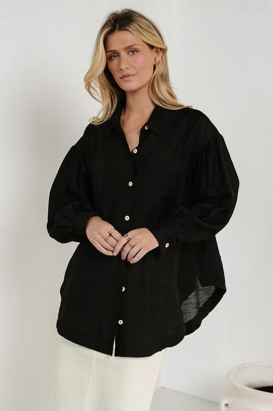 Button up black blouse 